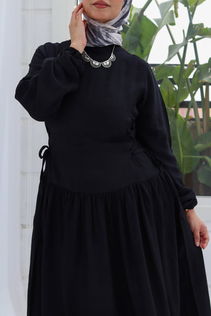 Side-Tie Dress in Black