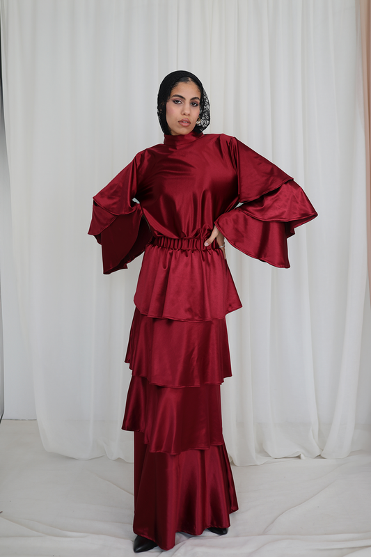 Ruffl'd Top in Velvet Burgundy