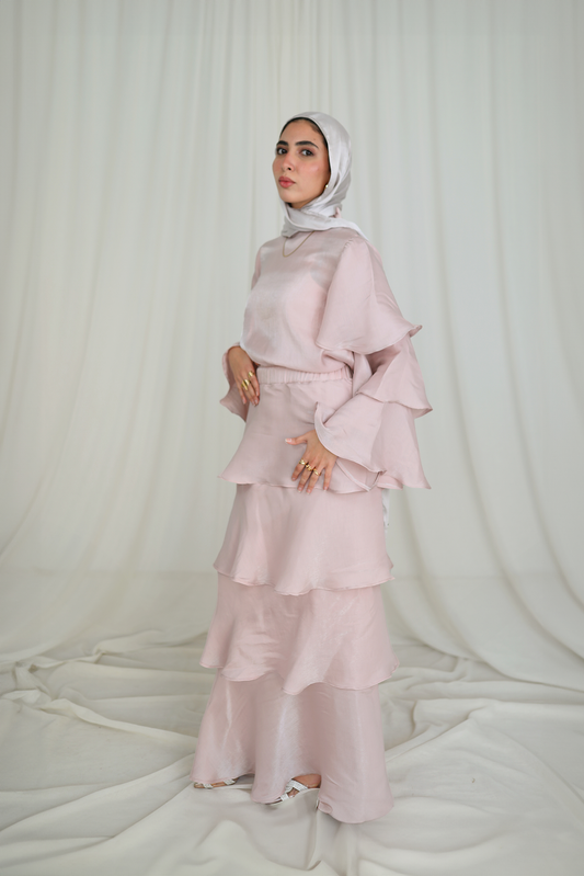 Ruffl'd Skirt in Shimmery Rose