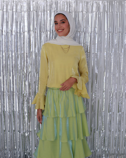 Daisie Top in Shimmery Yellow