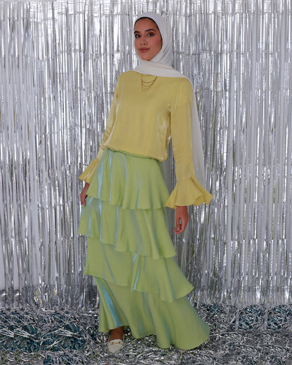 Ruffl'd Skirt in Shimmery Lime