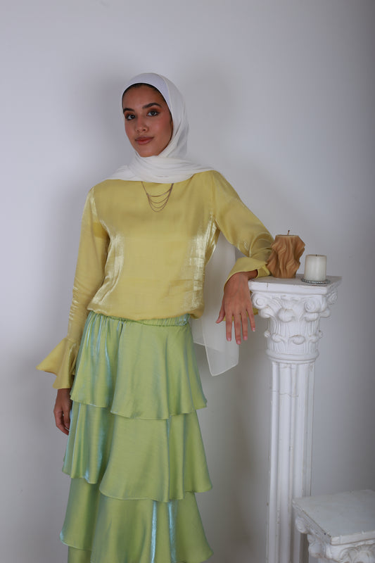 Daisie Top in Shimmery Yellow