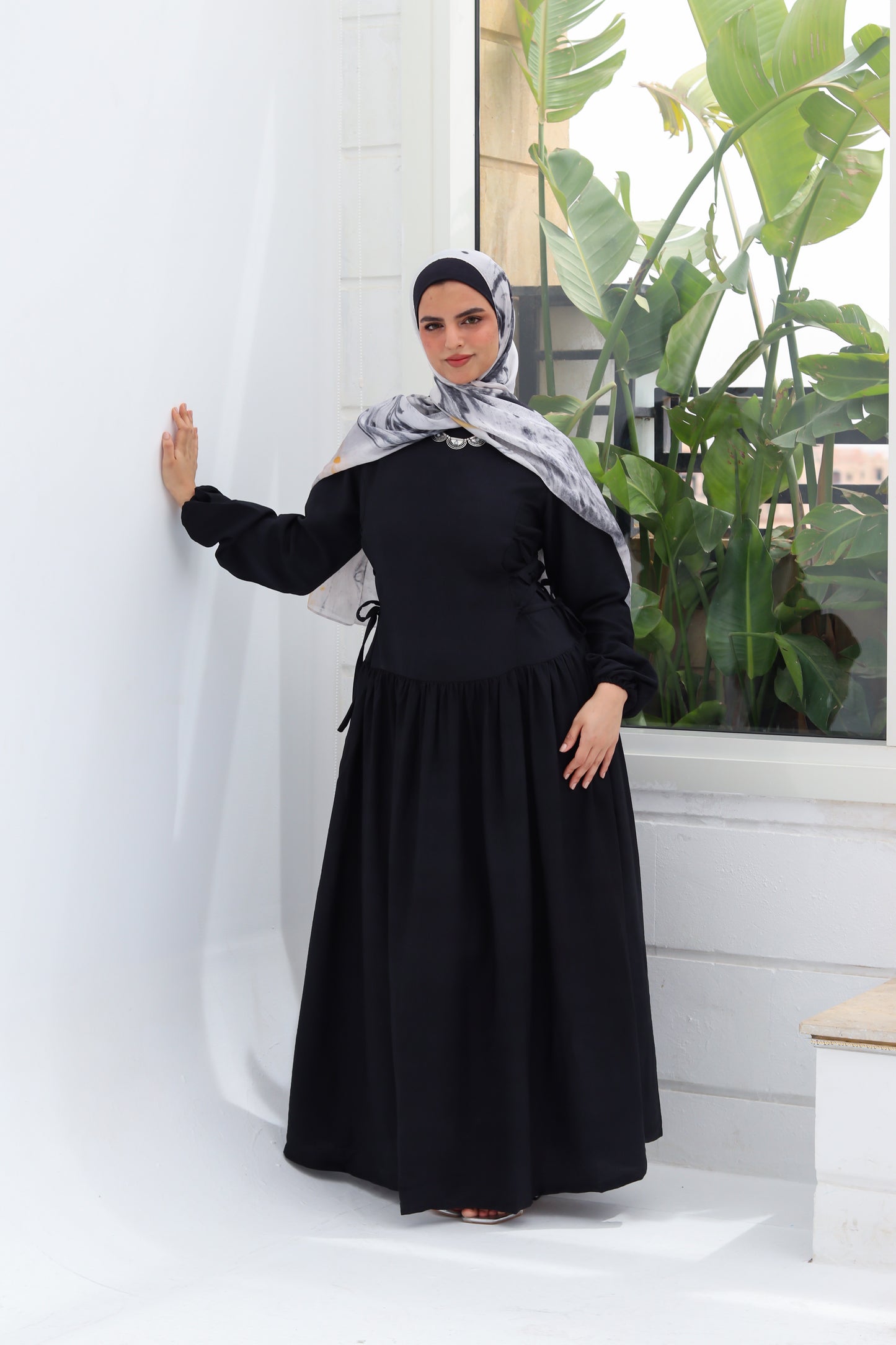 Side-Tie Dress in Black