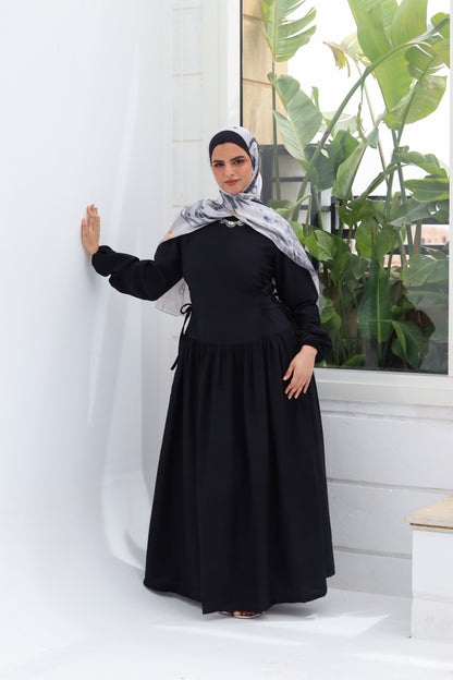 Side-Tie Dress in Black