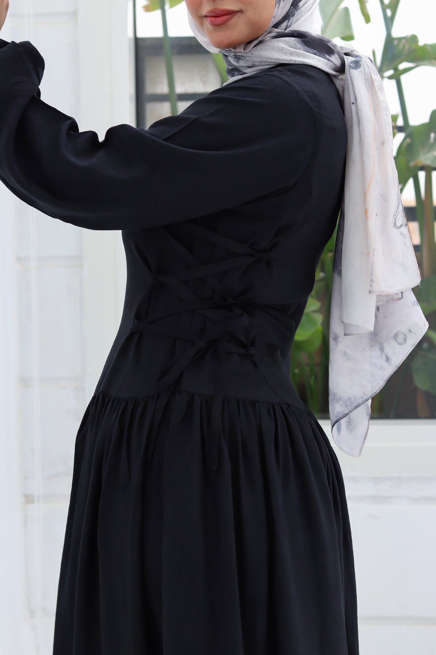 Side-Tie Dress in Black
