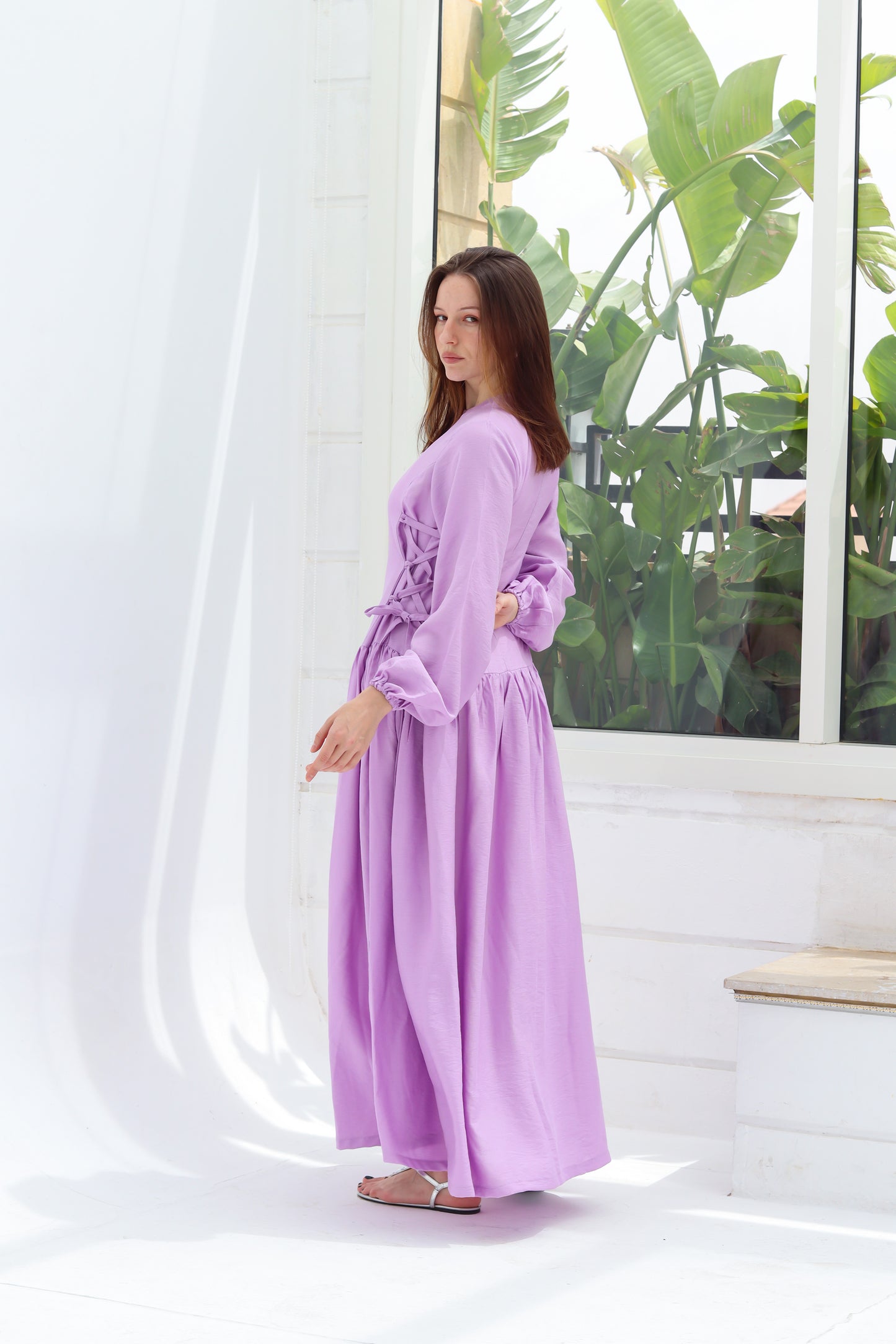 Side-Tie Dress in Lilac