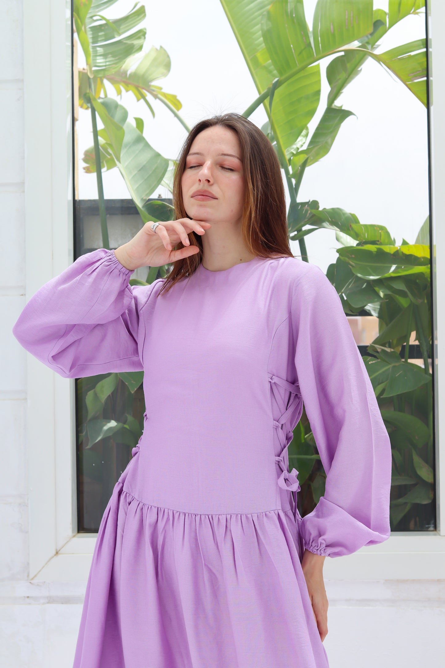 Side-Tie Dress in Lilac