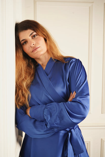 Mila Wrap Blouse in Satin