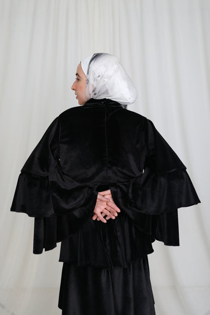 Ruffl'd Top in Velvet Black