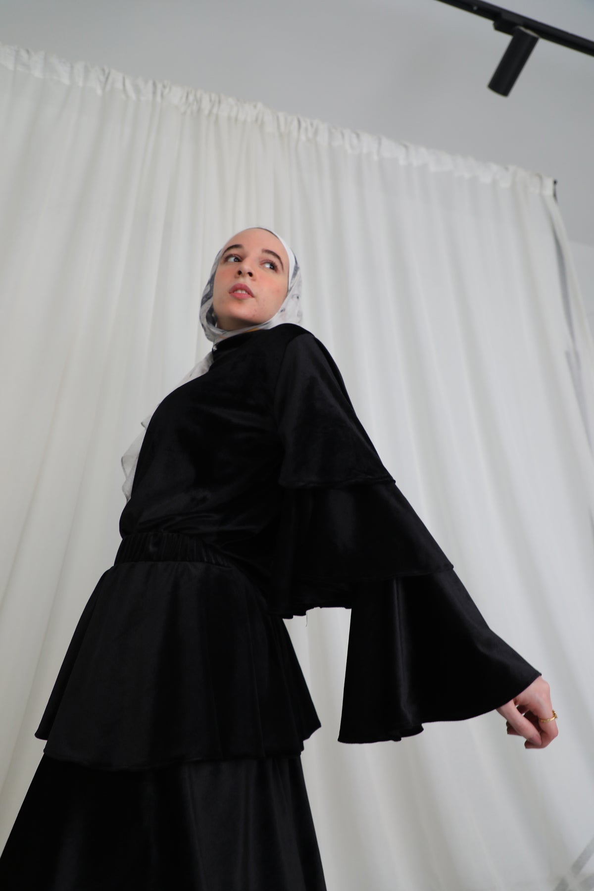 Ruffl'd Top in Velvet Black