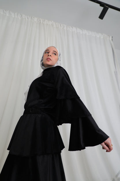 Ruffl'd Top in Velvet Black