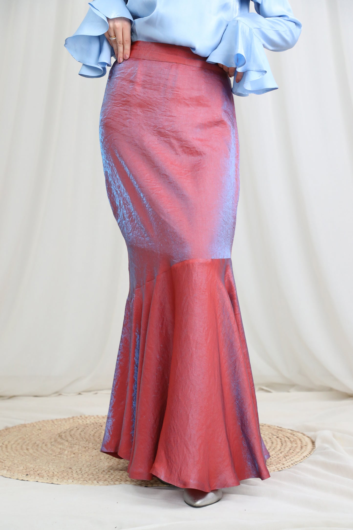 Slanted Skirt in Shimmery Burnt Orange