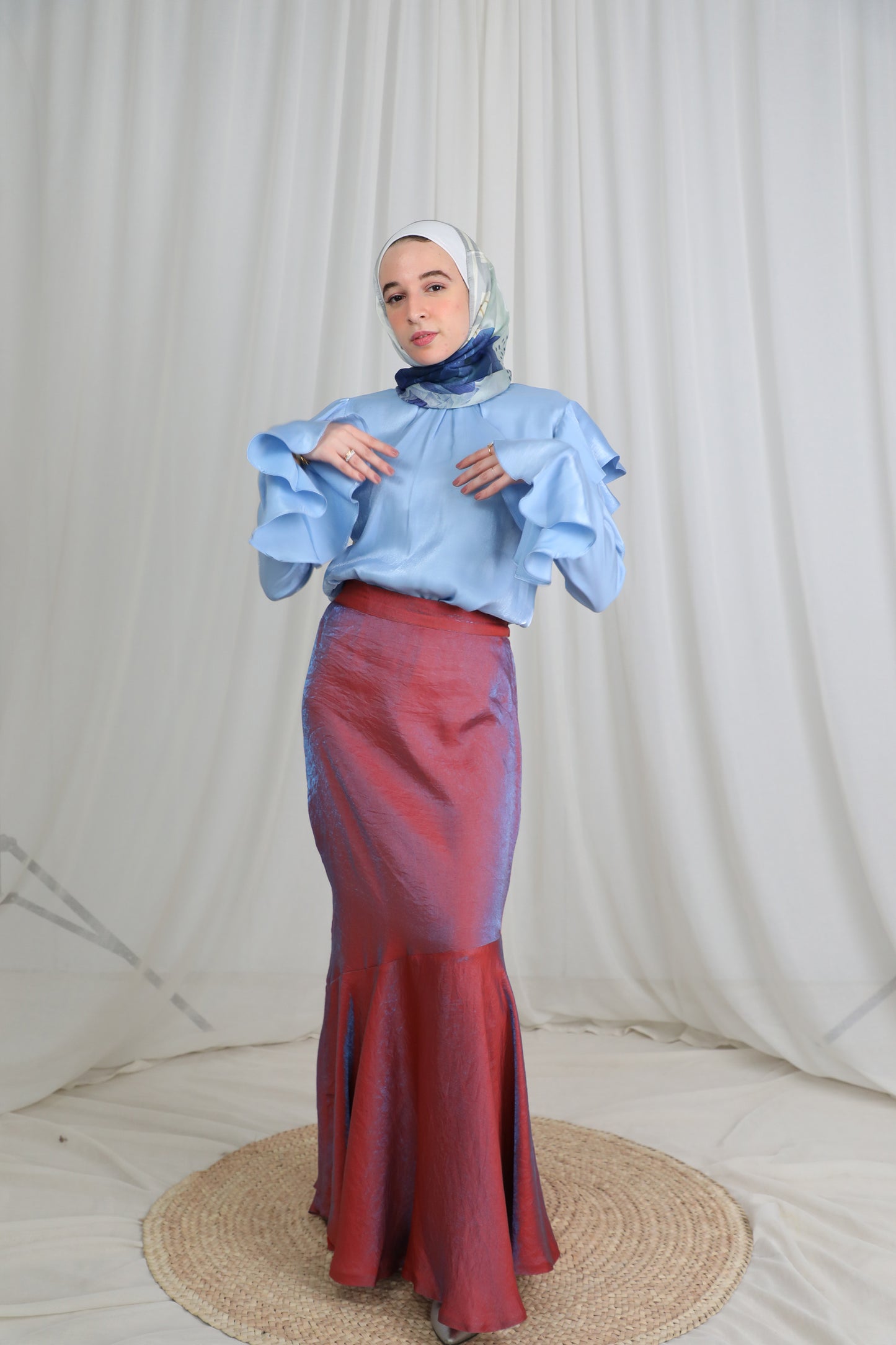 Slanted Skirt in Shimmery Burnt Orange