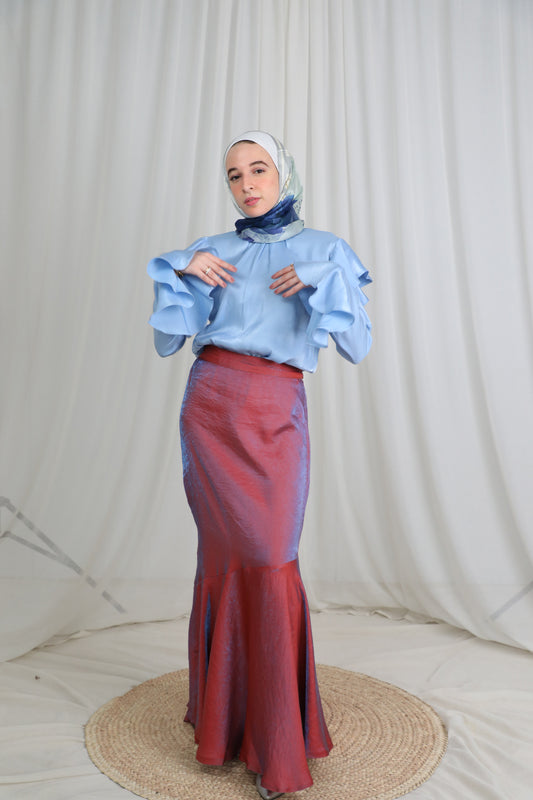 Slanted Skirt in Shimmery Burnt Orange