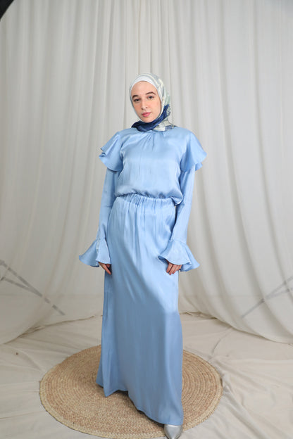 Classic A-Line Skirt in Shimmery Baby Blue