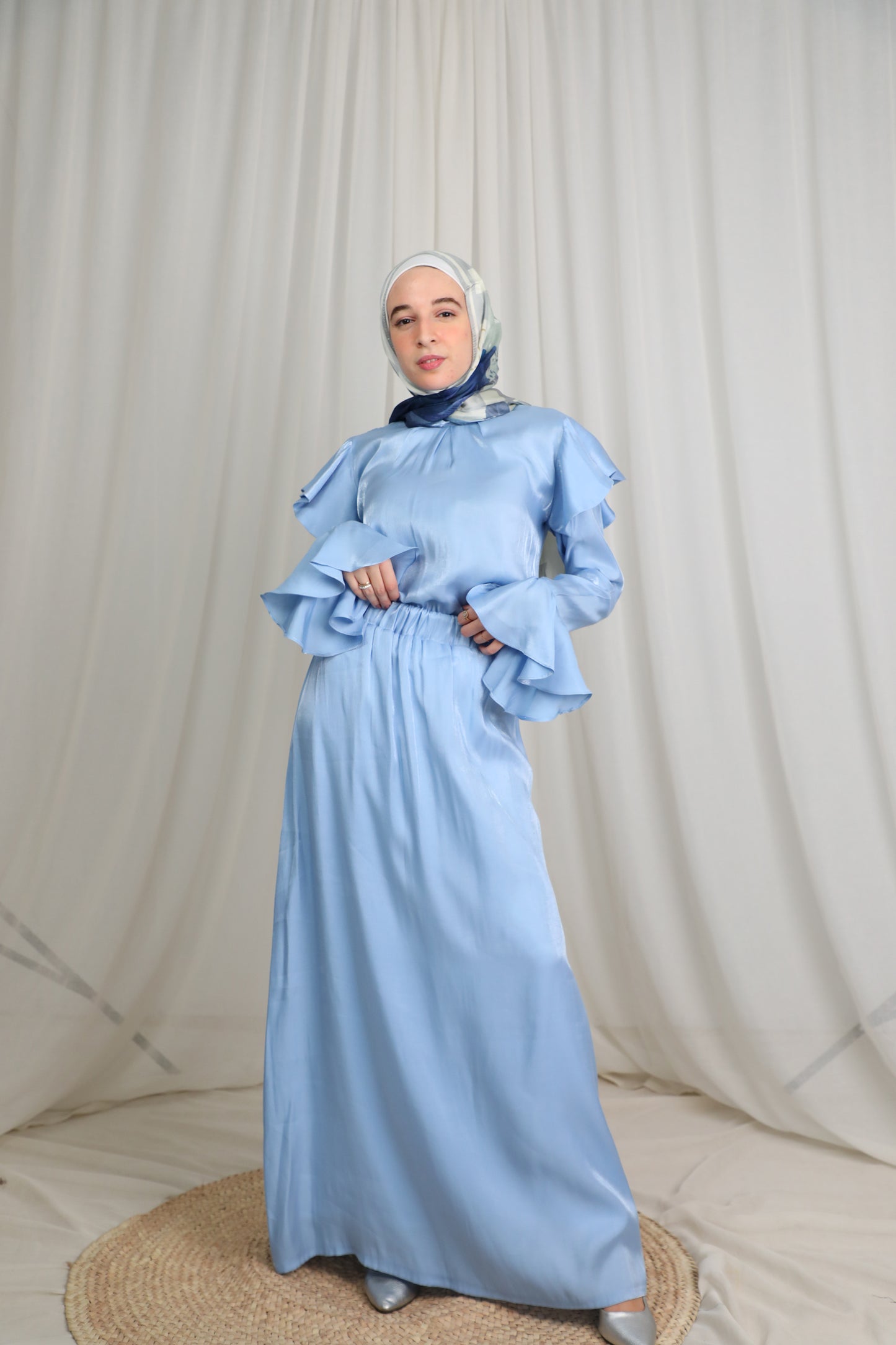 Classic A-Line Skirt in Shimmery Baby Blue