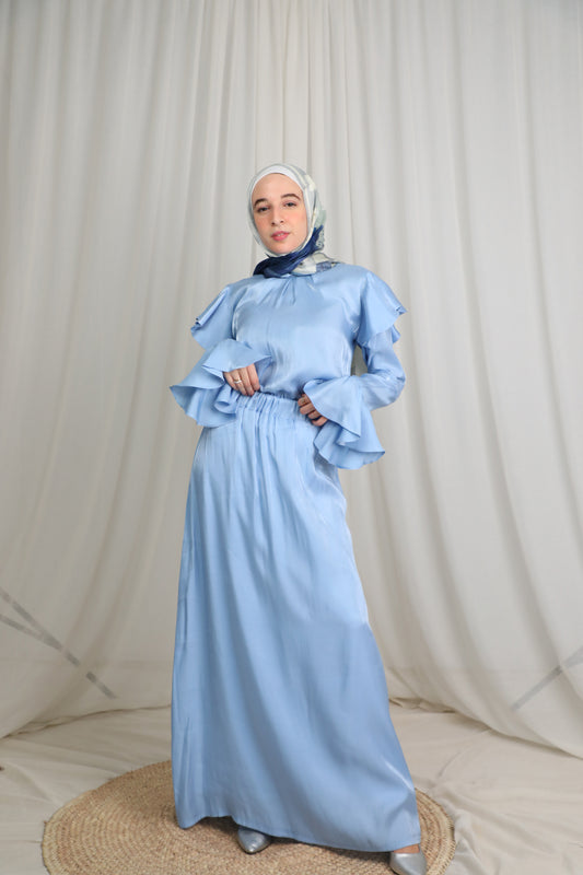 Classic A-Line Skirt in Shimmery Baby Blue